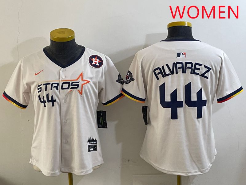 Women Houston Astros #44 Alvarez Cream Three generations Joint Name 2025 Nike MLB Jersey style 9
